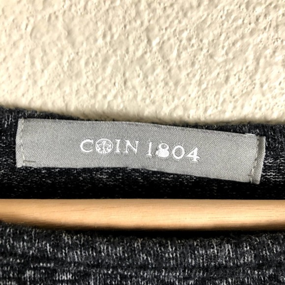 Coin 1804 Shirt Black White Space Dye Crew Ruffled Layered Sleeve Size Medium - Picture 7 of 12